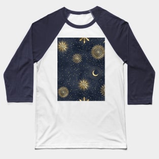 Sun Moon and Stars Blue Sky Baseball T-Shirt